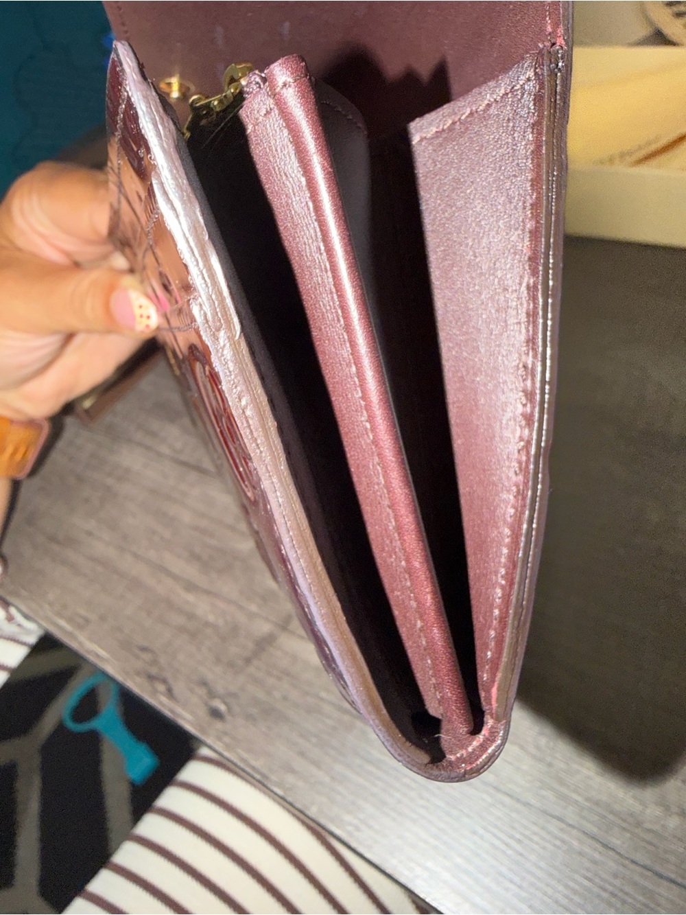 Louis Vuitton Vernis Sarah Wallet Burgundy Patent Leather Monogram Box Dust Bag - Picture 11 of 14